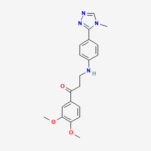 molecular formula C20H22N4O3 B4458874 1-(3,4-dimethoxyphenyl)-3-{[4-(4-methyl-4H-1,2,4-triazol-3-yl)phenyl]amino}-1-propanone 