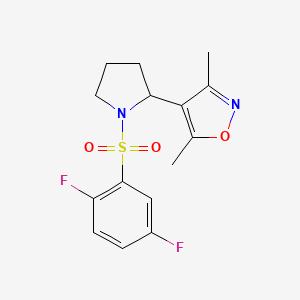 molecular formula C15H16F2N2O3S B4458914 4-{1-[(2,5-difluorophenyl)sulfonyl]-2-pyrrolidinyl}-3,5-dimethylisoxazole 