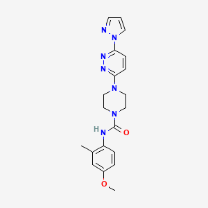 molecular formula C20H23N7O2 B4458934 N-(4-methoxy-2-methylphenyl)-4-[6-(1H-pyrazol-1-yl)-3-pyridazinyl]-1-piperazinecarboxamide 