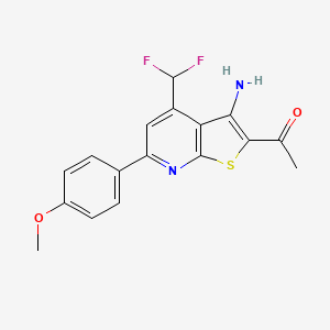 molecular formula C17H14F2N2O2S B4458964 1-[3-amino-4-(difluoromethyl)-6-(4-methoxyphenyl)thieno[2,3-b]pyridin-2-yl]ethanone 