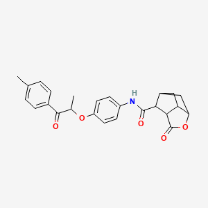 N-{4-[1-methyl-2-(4-methylphenyl)-2-oxoethoxy]phenyl}-5-oxo-4-oxatricyclo[4.2.1.0~3,7~]nonane-9-carboxamide