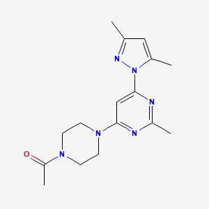 molecular formula C16H22N6O B4459064 4-(4-acetyl-1-piperazinyl)-6-(3,5-dimethyl-1H-pyrazol-1-yl)-2-methylpyrimidine 