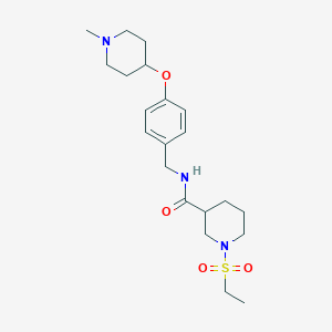 molecular formula C21H33N3O4S B4459071 1-(ethylsulfonyl)-N-{4-[(1-methyl-4-piperidinyl)oxy]benzyl}-3-piperidinecarboxamide 