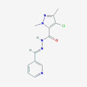 molecular formula C12H12ClN5O B445909 4-chloro-1,3-dimethyl-N'-(3-pyridinylmethylene)-1H-pyrazole-5-carbohydrazide 