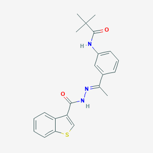 molecular formula C22H23N3O2S B445910 N-{3-[N-(1-benzothien-3-ylcarbonyl)ethanehydrazonoyl]phenyl}-2,2-dimethylpropanamide 