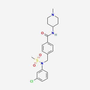 molecular formula C21H26ClN3O3S B4459155 4-{[(3-chlorophenyl)(methylsulfonyl)amino]methyl}-N-(1-methyl-4-piperidinyl)benzamide 