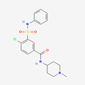 molecular formula C19H22ClN3O3S B4459160 3-(anilinosulfonyl)-4-chloro-N-(1-methyl-4-piperidinyl)benzamide 