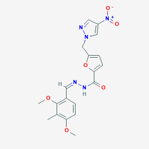 N'-[(Z)-(2,4-dimethoxy-3-methylphenyl)methylidene]-5-[(4-nitro-1H-pyrazol-1-yl)methyl]furan-2-carbohydrazide