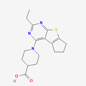 molecular formula C17H21N3O2S B4459196 1-(2-ethyl-6,7-dihydro-5H-cyclopenta[4,5]thieno[2,3-d]pyrimidin-4-yl)-4-piperidinecarboxylic acid 