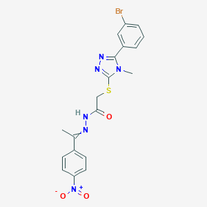 molecular formula C19H17BrN6O3S B445920 2-{[5-(3-bromophenyl)-4-methyl-4H-1,2,4-triazol-3-yl]sulfanyl}-N'-(1-{4-nitrophenyl}ethylidene)acetohydrazide 