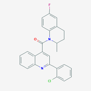 molecular formula C26H20ClFN2O B445922 1-{[2-(2-Chlorophenyl)-4-quinolinyl]carbonyl}-6-fluoro-2-methyl-1,2,3,4-tetrahydroquinoline 
