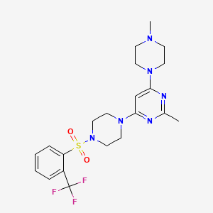 molecular formula C21H27F3N6O2S B4459418 2-methyl-4-(4-methyl-1-piperazinyl)-6-(4-{[2-(trifluoromethyl)phenyl]sulfonyl}-1-piperazinyl)pyrimidine 