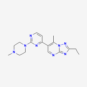 molecular formula C17H22N8 B4459429 2-ethyl-7-methyl-6-[2-(4-methyl-1-piperazinyl)-4-pyrimidinyl][1,2,4]triazolo[1,5-a]pyrimidine 