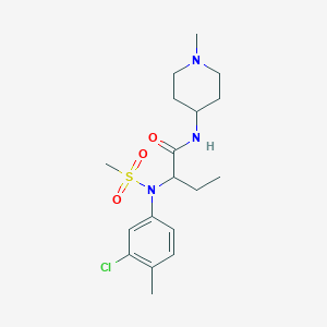 molecular formula C18H28ClN3O3S B4459430 2-[(3-chloro-4-methylphenyl)(methylsulfonyl)amino]-N-(1-methyl-4-piperidinyl)butanamide 