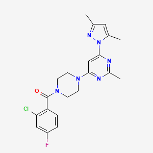 molecular formula C21H22ClFN6O B4459455 4-[4-(2-chloro-4-fluorobenzoyl)-1-piperazinyl]-6-(3,5-dimethyl-1H-pyrazol-1-yl)-2-methylpyrimidine 