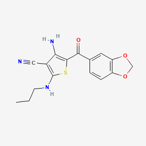 molecular formula C16H15N3O3S B4459463 4-amino-5-(1,3-benzodioxol-5-ylcarbonyl)-2-(propylamino)-3-thiophenecarbonitrile 