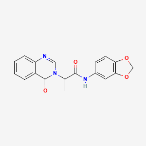 molecular formula C18H15N3O4 B4459482 N-1,3-benzodioxol-5-yl-2-(4-oxo-3(4H)-quinazolinyl)propanamide 