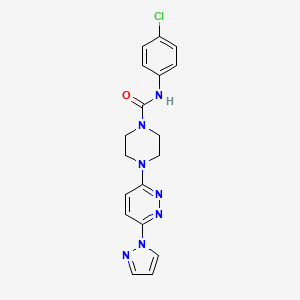 molecular formula C18H18ClN7O B4459491 N-(4-chlorophenyl)-4-[6-(1H-pyrazol-1-yl)-3-pyridazinyl]-1-piperazinecarboxamide 