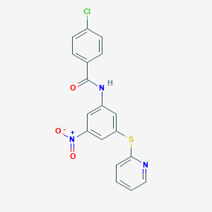 molecular formula C18H12ClN3O3S B445950 4-chloro-N-[3-nitro-5-(2-pyridinylsulfanyl)phenyl]benzamide 