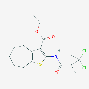 molecular formula C17H21Cl2NO3S B445954 ethyl 2-{[(2,2-dichloro-1-methylcyclopropyl)carbonyl]amino}-5,6,7,8-tetrahydro-4H-cyclohepta[b]thiophene-3-carboxylate 