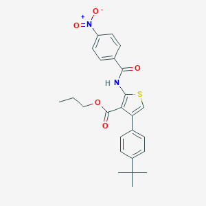 molecular formula C25H26N2O5S B445955 Propyl 4-(4-tert-butylphenyl)-2-({4-nitrobenzoyl}amino)-3-thiophenecarboxylate 