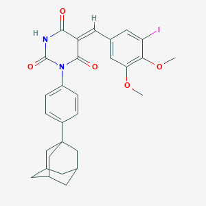 molecular formula C29H29IN2O5 B445958 1-[4-(1-adamantyl)phenyl]-5-(3-iodo-4,5-dimethoxybenzylidene)-2,4,6(1H,3H,5H)-pyrimidinetrione 