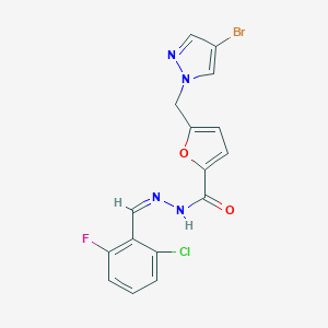 5-[(4-bromo-1H-pyrazol-1-yl)methyl]-N'-[(Z)-(2-chloro-6-fluorophenyl)methylidene]furan-2-carbohydrazide