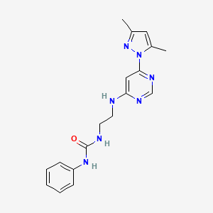 molecular formula C18H21N7O B4459649 N-(2-{[6-(3,5-dimethyl-1H-pyrazol-1-yl)-4-pyrimidinyl]amino}ethyl)-N'-phenylurea 