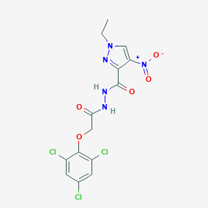 molecular formula C14H12Cl3N5O5 B445967 1-ethyl-4-nitro-N'-[(2,4,6-trichlorophenoxy)acetyl]-1H-pyrazole-3-carbohydrazide 