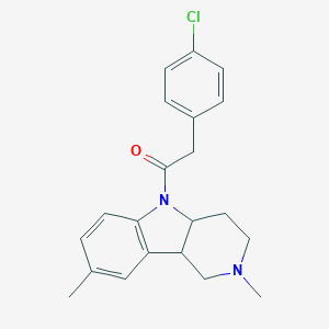 molecular formula C21H23ClN2O B445970 5-[(4-chlorophenyl)acetyl]-2,8-dimethyl-2,3,4,4a,5,9b-hexahydro-1H-pyrido[4,3-b]indole 