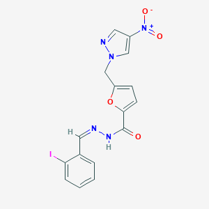 molecular formula C16H12IN5O4 B445971 5-({4-nitro-1H-pyrazol-1-yl}methyl)-N'-(2-iodobenzylidene)-2-furohydrazide 