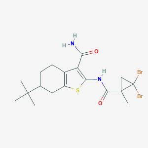 molecular formula C18H24Br2N2O2S B445981 6-Tert-butyl-2-{[(2,2-dibromo-1-methylcyclopropyl)carbonyl]amino}-4,5,6,7-tetrahydro-1-benzothiophene-3-carboxamide 