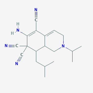 molecular formula C19H25N5 B4459845 6-amino-8-isobutyl-2-isopropyl-2,3,8,8a-tetrahydro-5,7,7(1H)-isoquinolinetricarbonitrile 