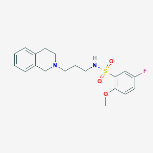 molecular formula C19H23FN2O3S B4459848 N-[3-(3,4-dihydro-2(1H)-isoquinolinyl)propyl]-5-fluoro-2-methoxybenzenesulfonamide 
