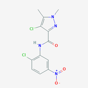 molecular formula C12H10Cl2N4O3 B445987 4-chloro-N-(2-chloro-5-nitrophenyl)-1,5-dimethyl-1H-pyrazole-3-carboxamide 