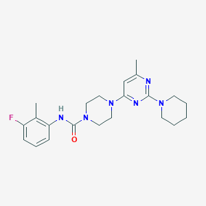 molecular formula C22H29FN6O B4459879 N-(3-fluoro-2-methylphenyl)-4-[6-methyl-2-(1-piperidinyl)-4-pyrimidinyl]-1-piperazinecarboxamide 
