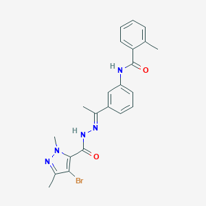 N-(3-{N-[(4-bromo-1,3-dimethyl-1H-pyrazol-5-yl)carbonyl]ethanehydrazonoyl}phenyl)-2-methylbenzamide