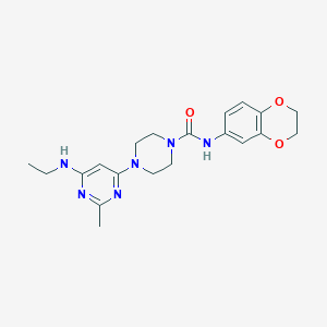 molecular formula C20H26N6O3 B4459887 N-(2,3-dihydro-1,4-benzodioxin-6-yl)-4-[6-(ethylamino)-2-methyl-4-pyrimidinyl]-1-piperazinecarboxamide 