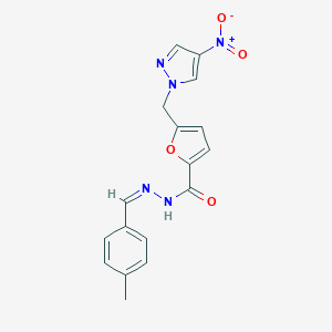 N'-[(Z)-(4-methylphenyl)methylidene]-5-[(4-nitro-1H-pyrazol-1-yl)methyl]furan-2-carbohydrazide