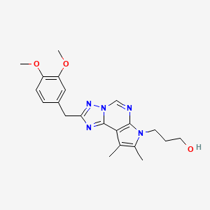 molecular formula C21H25N5O3 B4459894 3-[2-(3,4-dimethoxybenzyl)-8,9-dimethyl-7H-pyrrolo[3,2-e][1,2,4]triazolo[1,5-c]pyrimidin-7-yl]-1-propanol 