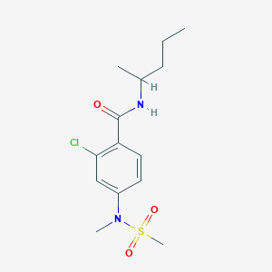 molecular formula C14H21ClN2O3S B4459899 2-chloro-N-(1-methylbutyl)-4-[methyl(methylsulfonyl)amino]benzamide 