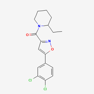 molecular formula C17H18Cl2N2O2 B4459913 1-{[5-(3,4-dichlorophenyl)-3-isoxazolyl]carbonyl}-2-ethylpiperidine 