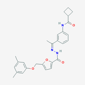 molecular formula C27H29N3O4 B445993 N-[3-(N-{5-[(3,5-dimethylphenoxy)methyl]-2-furoyl}ethanehydrazonoyl)phenyl]cyclobutanecarboxamide 