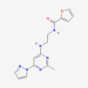 molecular formula C15H16N6O2 B4459962 N-(2-{[2-methyl-6-(1H-pyrazol-1-yl)-4-pyrimidinyl]amino}ethyl)-2-furamide 