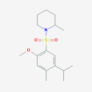 molecular formula C17H27NO3S B4459965 1-[(5-isopropyl-2-methoxy-4-methylphenyl)sulfonyl]-2-methylpiperidine 