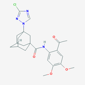 molecular formula C23H27ClN4O4 B445997 N-(2-acetyl-4,5-dimethoxyphenyl)-3-(3-chloro-1H-1,2,4-triazol-1-yl)-1-adamantanecarboxamide 