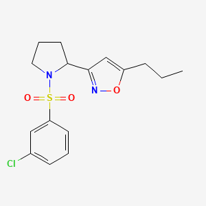 molecular formula C16H19ClN2O3S B4459983 3-{1-[(3-chlorophenyl)sulfonyl]-2-pyrrolidinyl}-5-propylisoxazole 