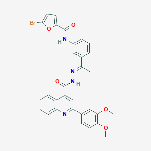 molecular formula C31H25BrN4O5 B446000 5-bromo-N-[3-(N-{[2-(3,4-dimethoxyphenyl)-4-quinolinyl]carbonyl}ethanehydrazonoyl)phenyl]-2-furamide 