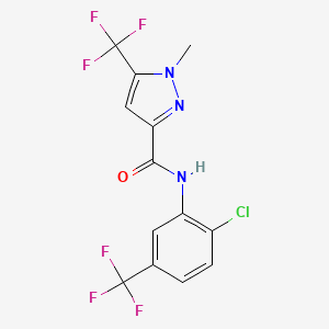 molecular formula C13H8ClF6N3O B4460004 N-[2-chloro-5-(trifluoromethyl)phenyl]-1-methyl-5-(trifluoromethyl)-1H-pyrazole-3-carboxamide 