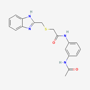 molecular formula C18H18N4O2S B4460017 N-[3-(acetylamino)phenyl]-2-[(1H-benzimidazol-2-ylmethyl)thio]acetamide 